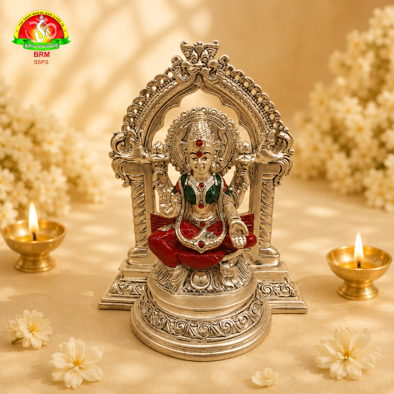 Pure Silver Plated Lakshmi Devi Idol for Pooja & Temple Decor