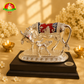 Silver Plated Cow and Calf on Marble Powder Idol for Pooja & Spiritual Decor