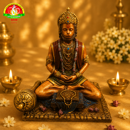 Premium Ceramic Meditating Hanuman Idol for Pooja & Spiritual Decor