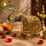 Premium Gold & Silver Plated Elephant Idol for Lakshmi Pooja & Home Decor