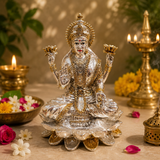 Pure Silver Plated Lakshmi Devi Idol for Pooja & Temple Decor