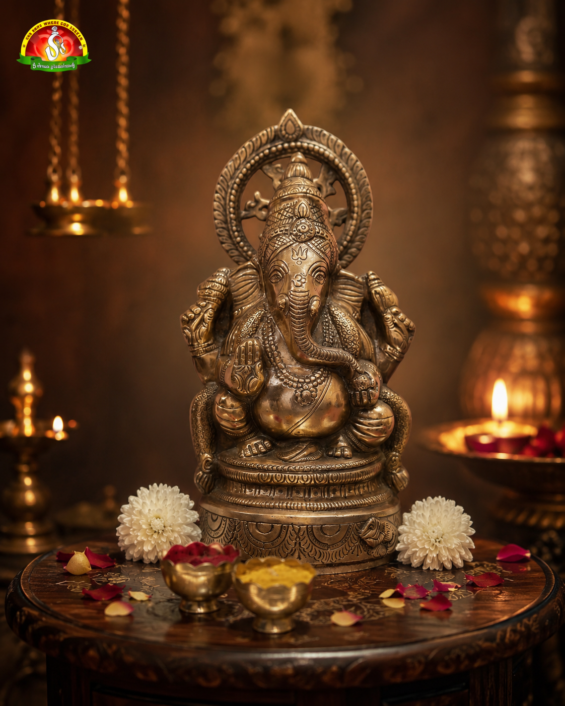 Black Metal Ganesh Idol – 15 Inch Decorative & Pooja Statue