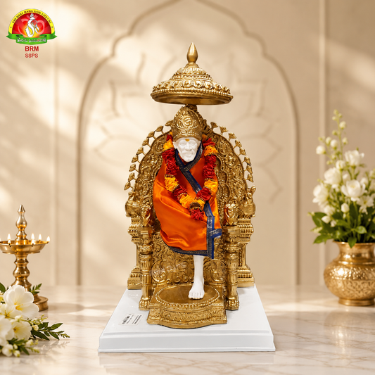 Premium Brass Powder Sai Baba Idol 16inch – Elegant Spiritual Statue for Home Temple