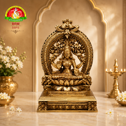 Premium Pure Brass Powder Lakshmi Idol –14inch Elegant Goddess Statue for Home Temple