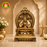 Premium Pure Brass Powder Lakshmi Idol –14inch Elegant Goddess Statue for Home Temple
