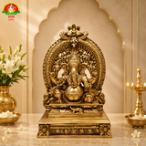 Premium Pure Brass Powder Ganesh Idol –14inch Elegant Spiritual Statue for Home Temple