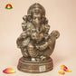 Black Metal Ganesh Idol – 13.5 Inch Decorative Ganapathi Murti for Home & Pooja
