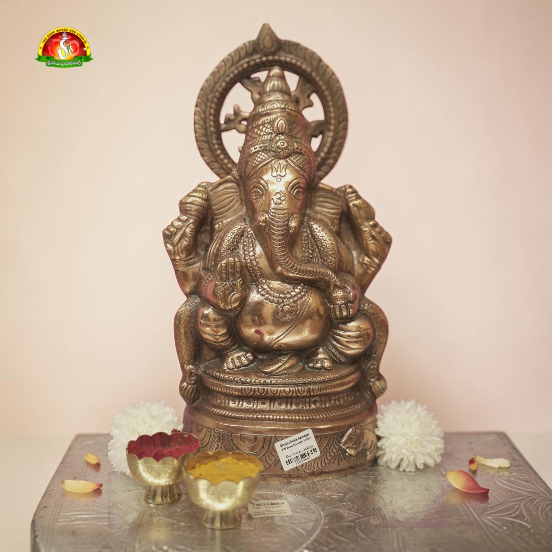 Black Metal Ganesh Idol – 15 Inch Decorative & Pooja Statue