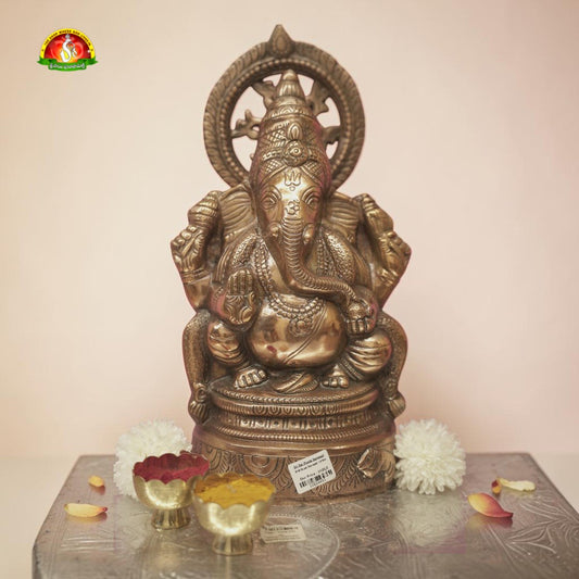 Black Metal Ganesh Idol – 15 Inch Decorative & Pooja Statue