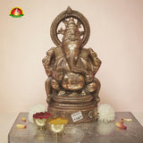 Black Metal Ganesh Idol – 15 Inch Decorative & Pooja Statue