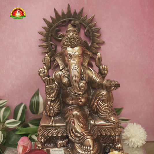 Premium Black Metal Ganesh Idol  -14inch – Lightweight & Easy Maintenance Decorative Murti