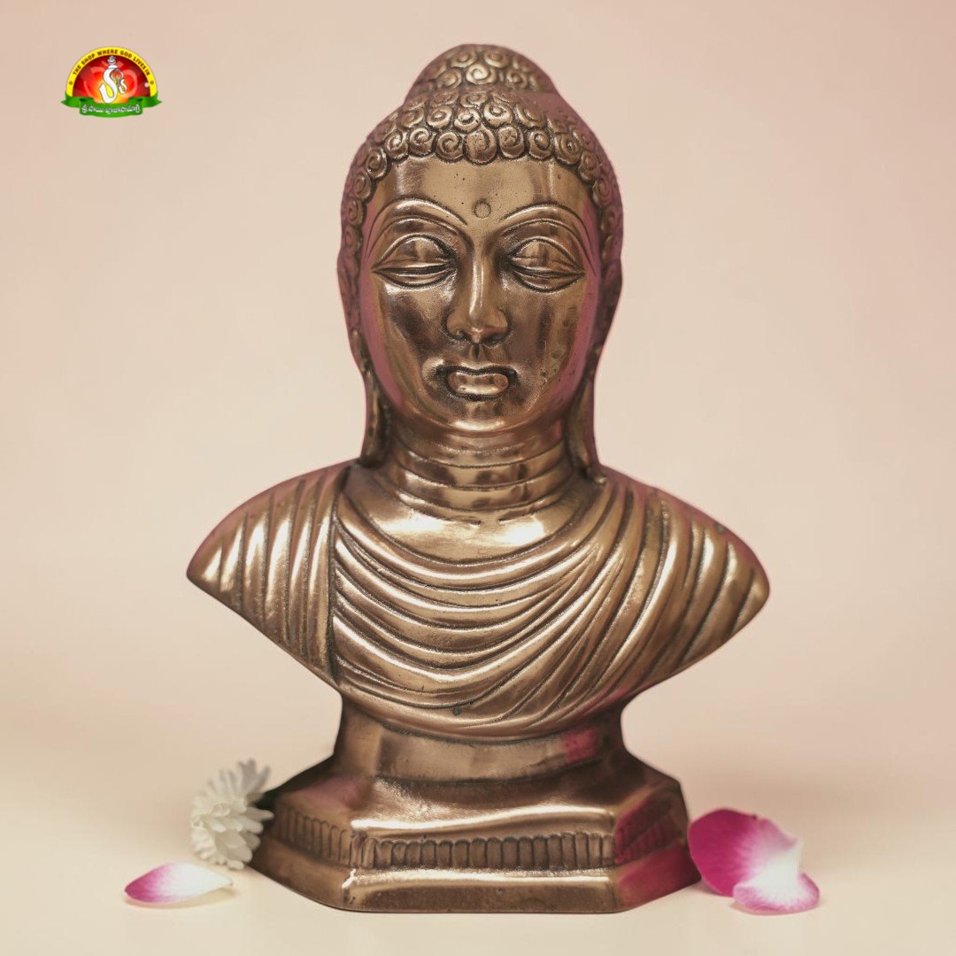 Premium Black Metal Buddha Face Idol –12 inch Elegant Spiritual Home Décor Statue