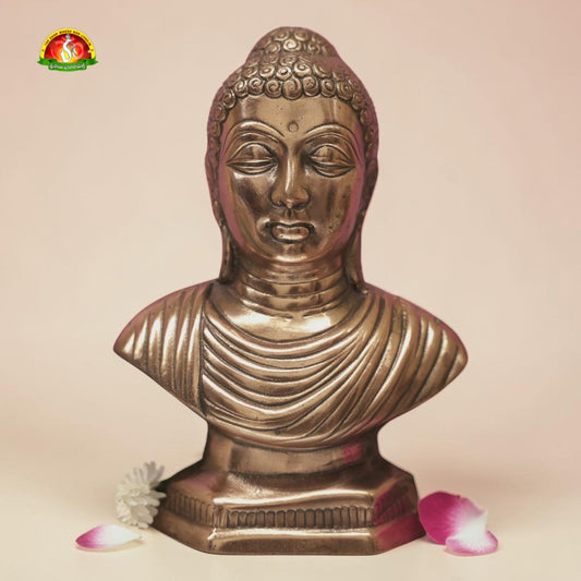 Premium Black Metal Buddha Face Idol –12 inch Elegant Spiritual Home Décor Statue
