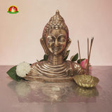 Premium Black Metal Buddha Face Idol – 14inch Elegant Spiritual Home Décor Statue