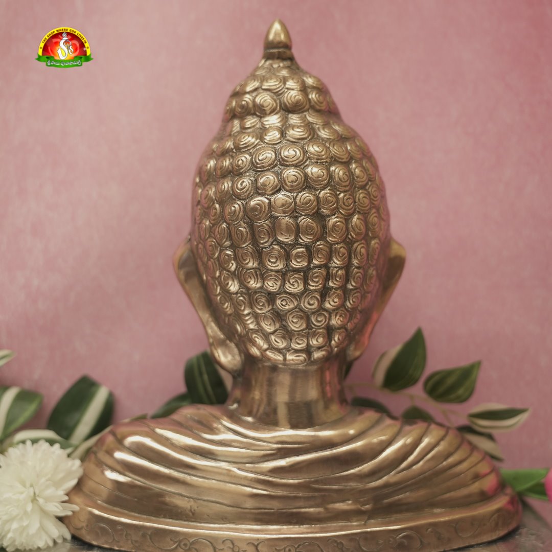 Premium Black Metal Buddha Face Idol – 14inch Elegant Spiritual Home Décor Statue