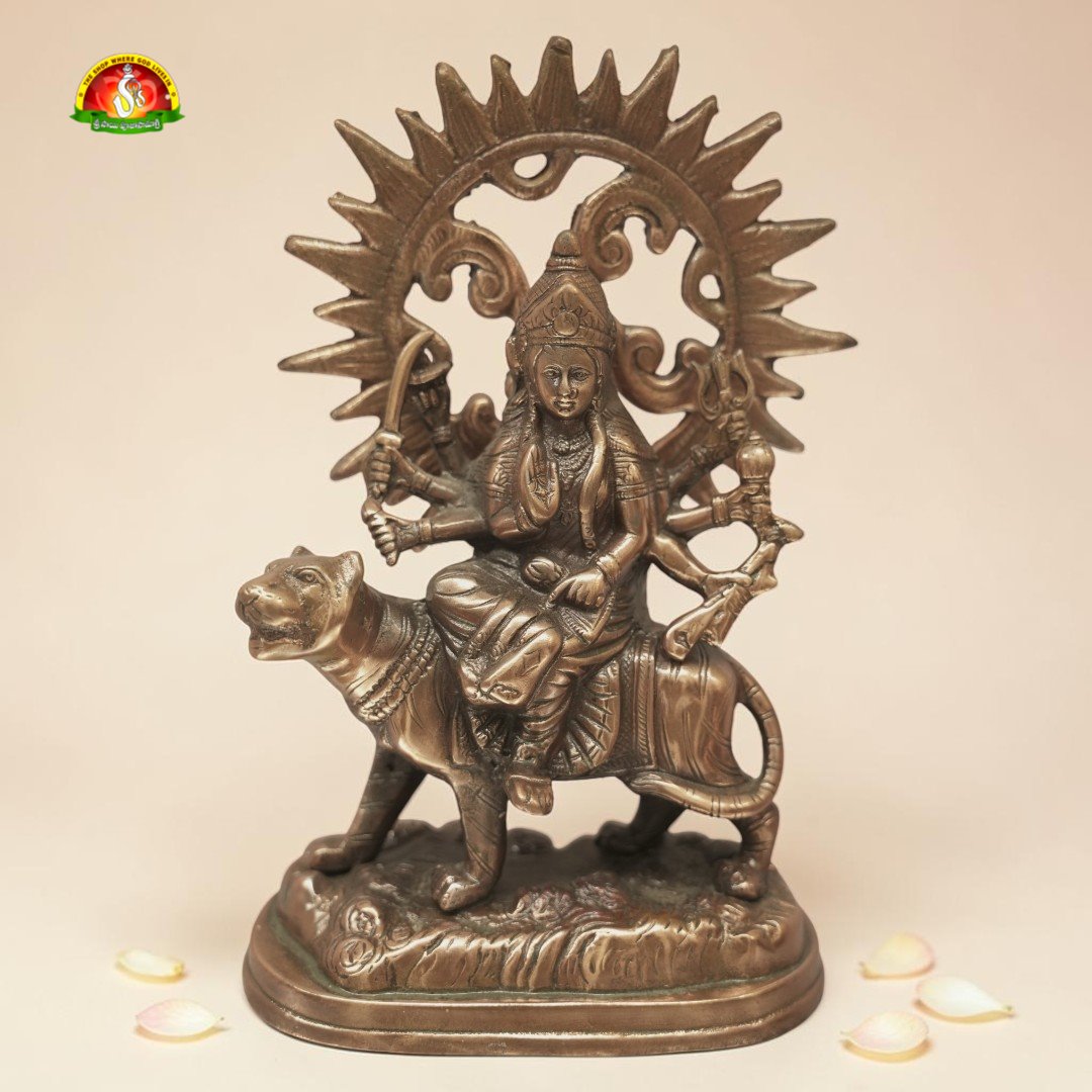 Premium Black Metal Durga Matha Idol – 10inch  Elegant Goddess Durga Statue for Home Décor & Pooja