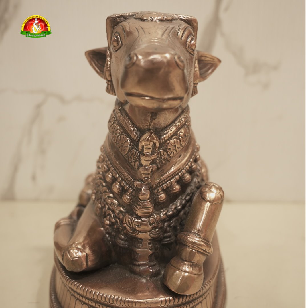 Premium Black Metal Nandhi Idol – 14inch Sacred Nandi Statue for Home Décor & Pooja