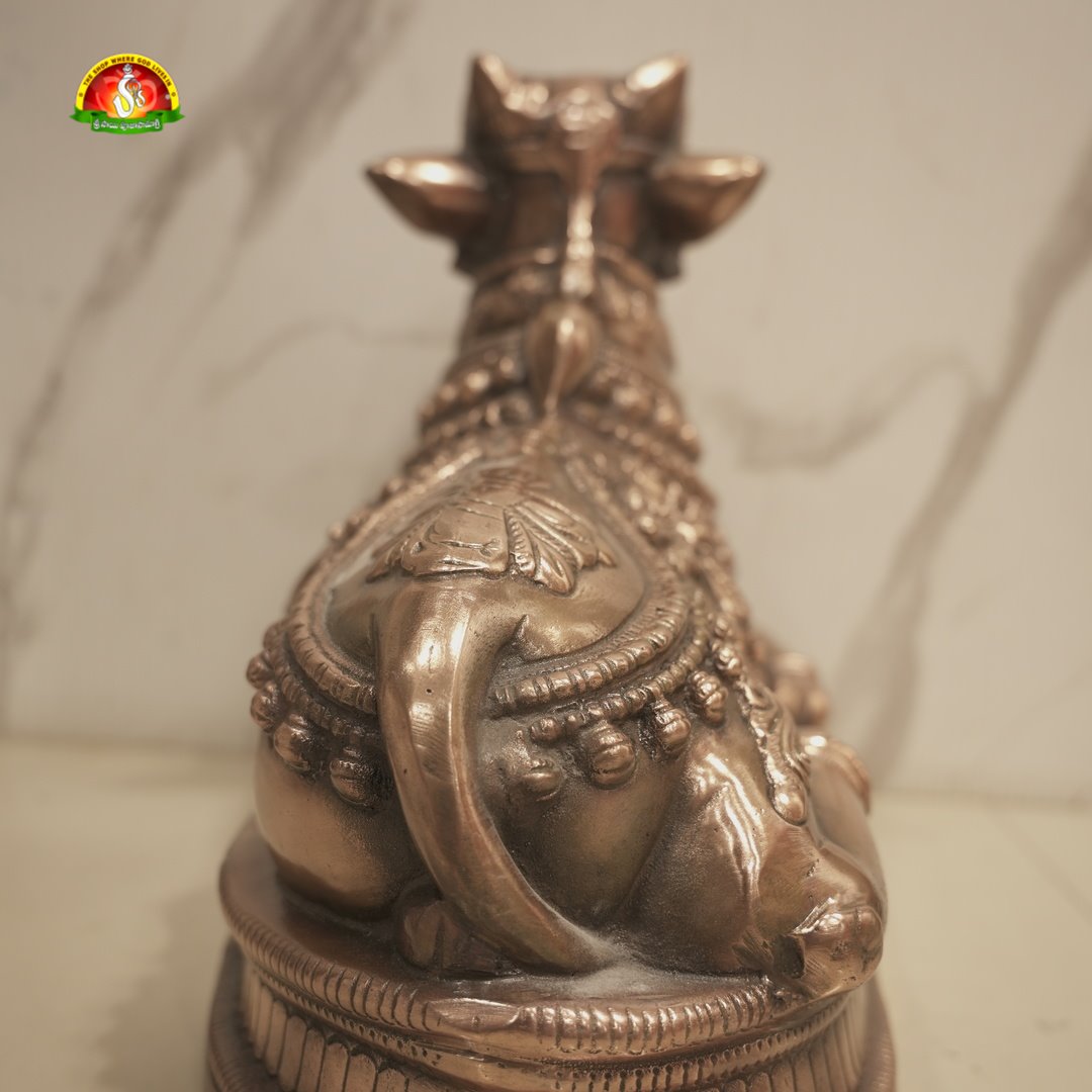 Premium Black Metal Nandhi Idol – 14inch Sacred Nandi Statue for Home Décor & Pooja