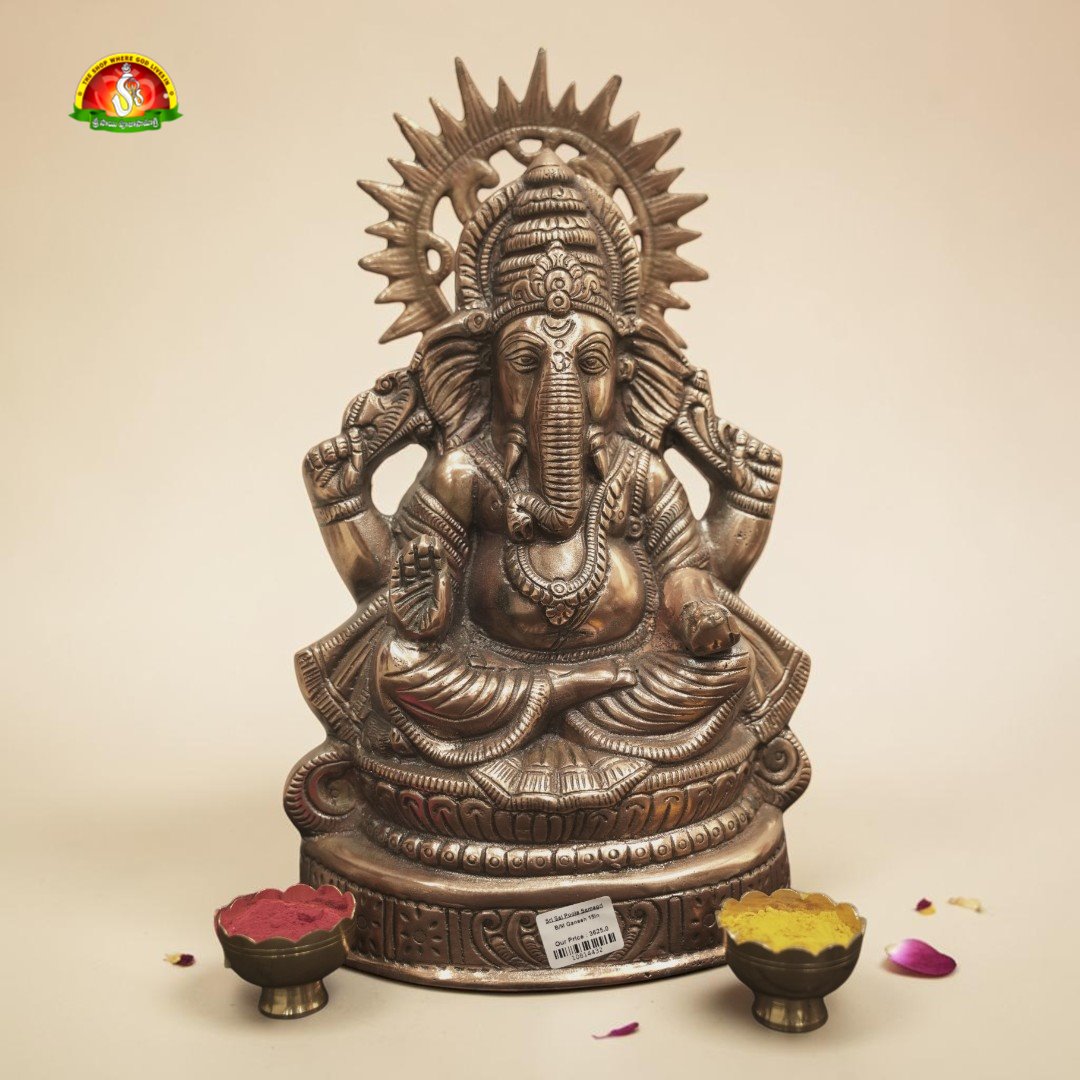 Premium Black Metal Ganesh Idol – 15inch Elegant Ganesha Statue for Home Décor & Pooja