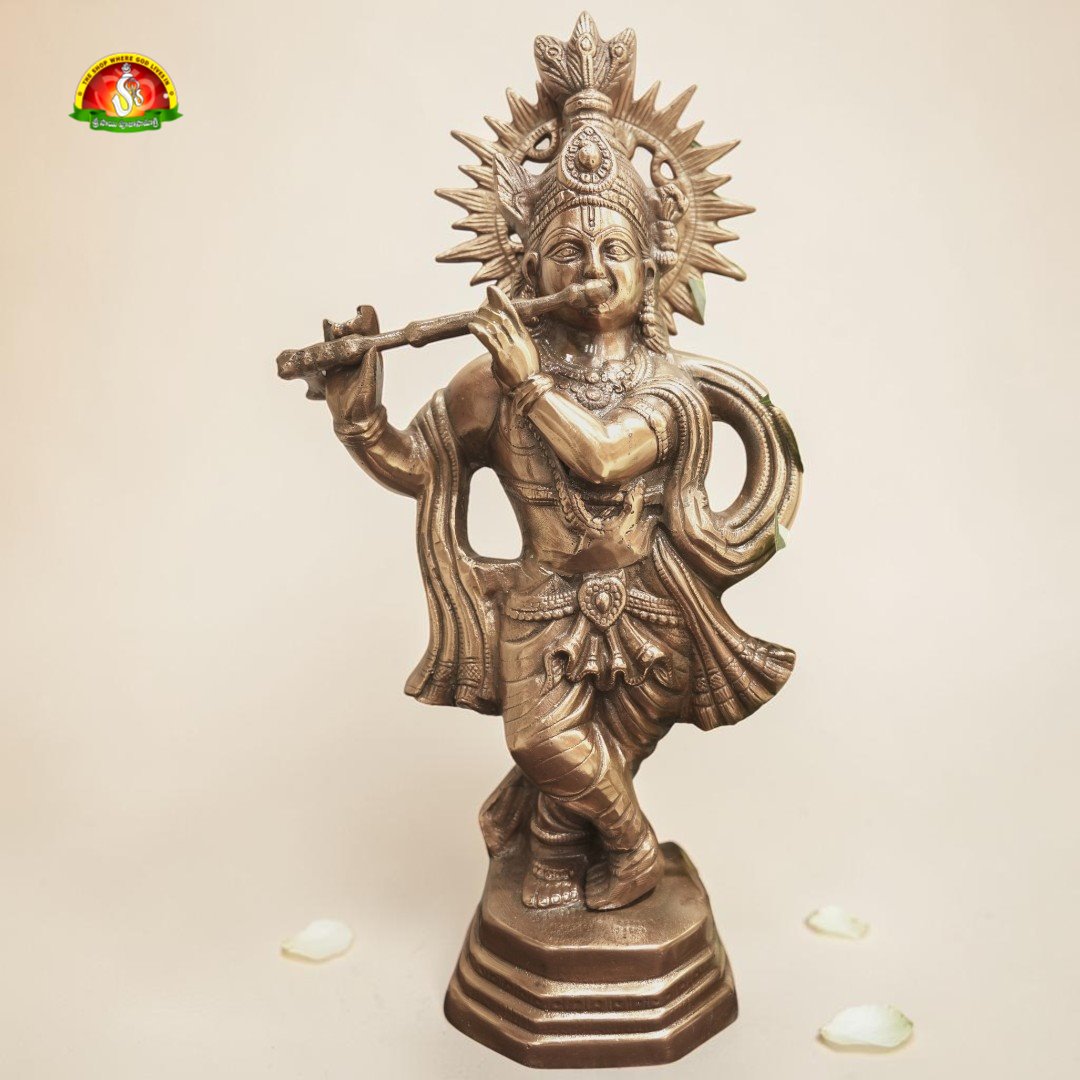 Premium Black Metal Krishna Idol – 24inch Elegant Lord Krishna Statue for Home Décor & Pooja