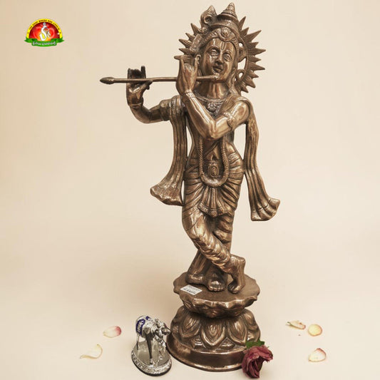 Premium Black Metal Krishna Idol –26inch  Elegant Lord Krishna Statue for Home Décor & Pooja