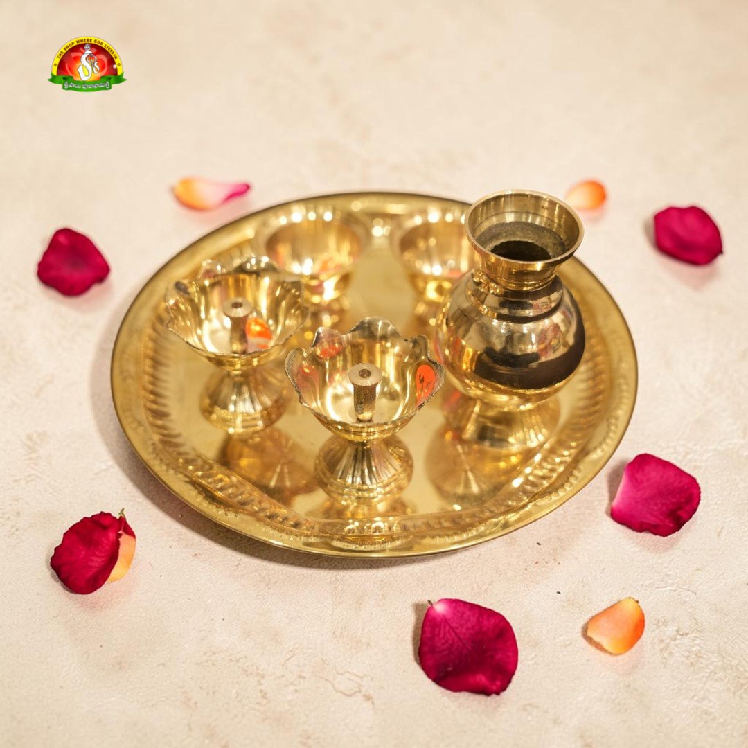 Premium Brass Pooja Thali – Traditional Brass Plate for Daily Pooja & Rituals