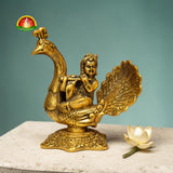 Premium Metal Peacock Krishna Idol – Elegant Radha Krishna Style Spiritual Décor