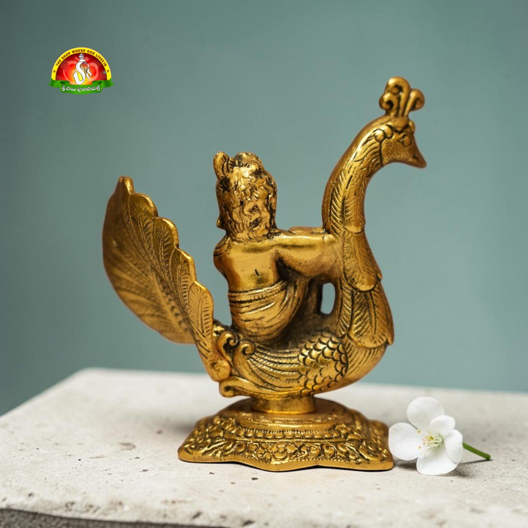 Premium Metal Peacock Krishna Idol – Elegant Radha Krishna Style Spiritual Décor