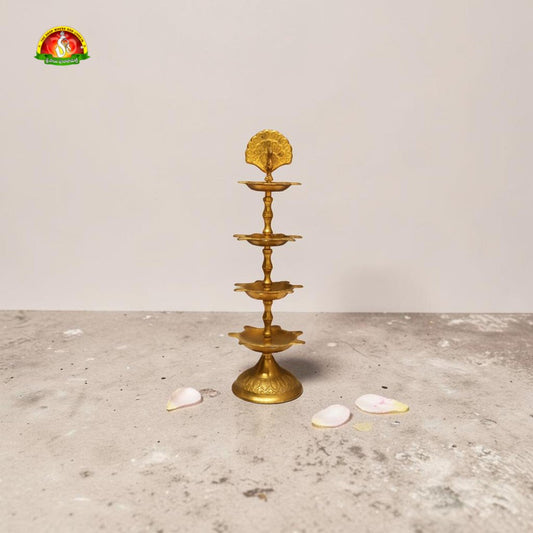 Brass Peacock Step Deepam for Pooja, Temple & Spiritual Decor