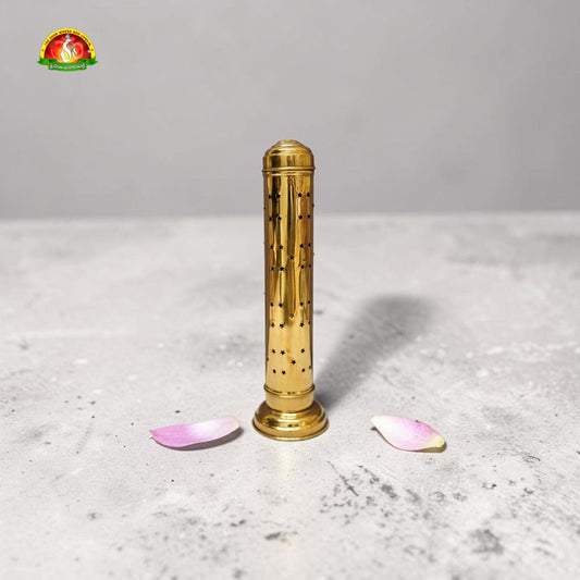 Brass Agarbathi Stand Pipe with Ash Collector for Pooja & Home Temple