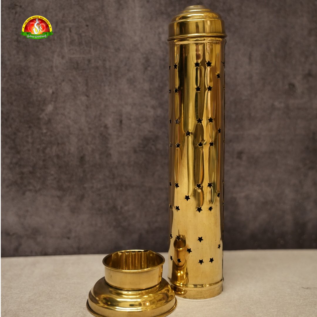 Brass Agarbathi Stand Pipe with Ash Collector for Pooja & Home Temple