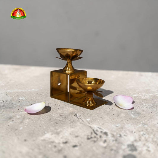 Traditional Brass 2 Step Deepam Pair for Pooja, Temple & Spiritual Decor
