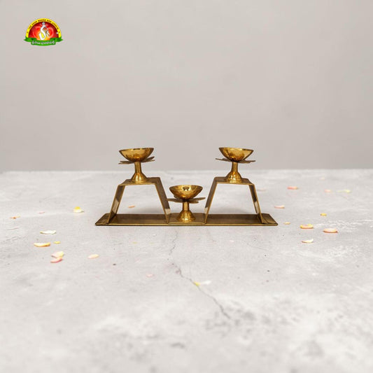 Brass Vertical 3 Step Deepam Pair for Pooja & Temple Decor