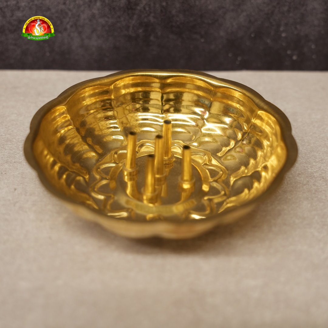 Brass Plate Agarbathi Stand – Traditional Incense Holder for Pooja