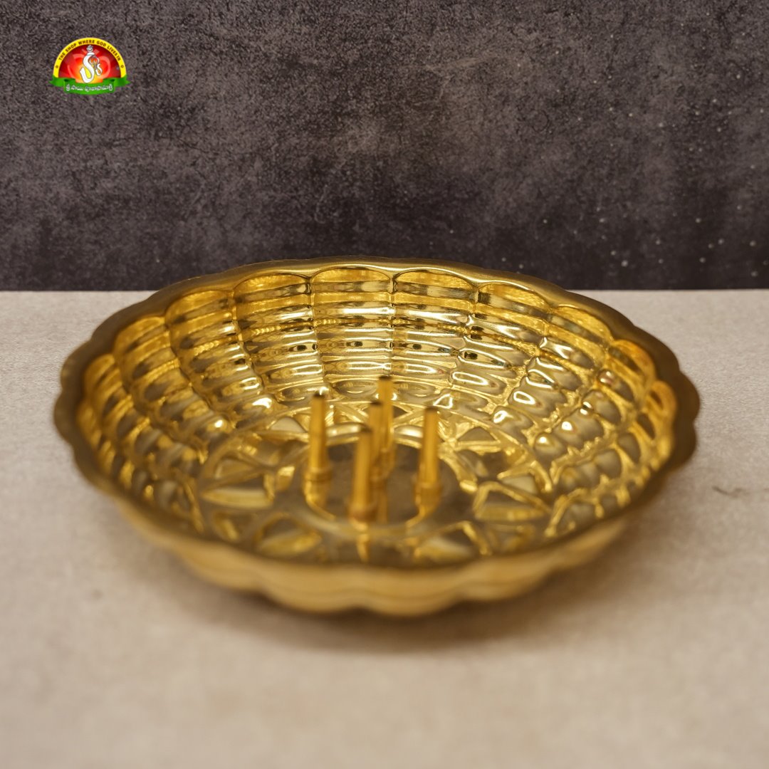 Brass Plate Agarbathi Stand – Traditional Incense Holder for Pooja
