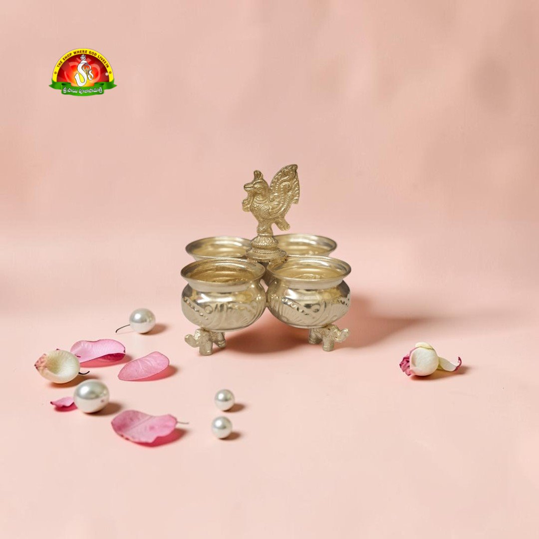 Premium German Silver Peacock Haldi & Kumkum Holder  – Fine 1st Quality