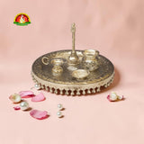 Premium German Silver Pooja Thali Set with Kalash & Diya