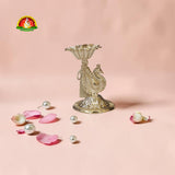 German Silver Peacock Agarbathi Stand | Decorative Incense Holder for Pooja Room