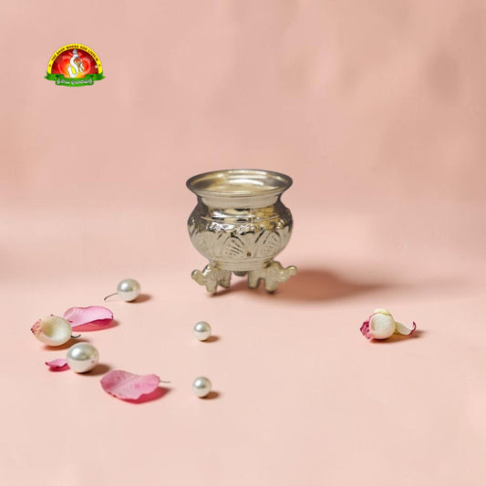 German Silver Bowl with Elephant Stand – Decorative Pooja Bowl & Multipurpose Utility Container