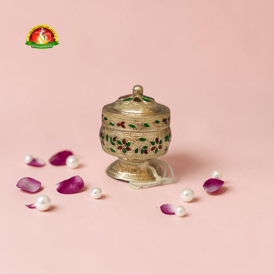 German Silver Kumkum Barni – Traditional Kumkum Container for Pooja