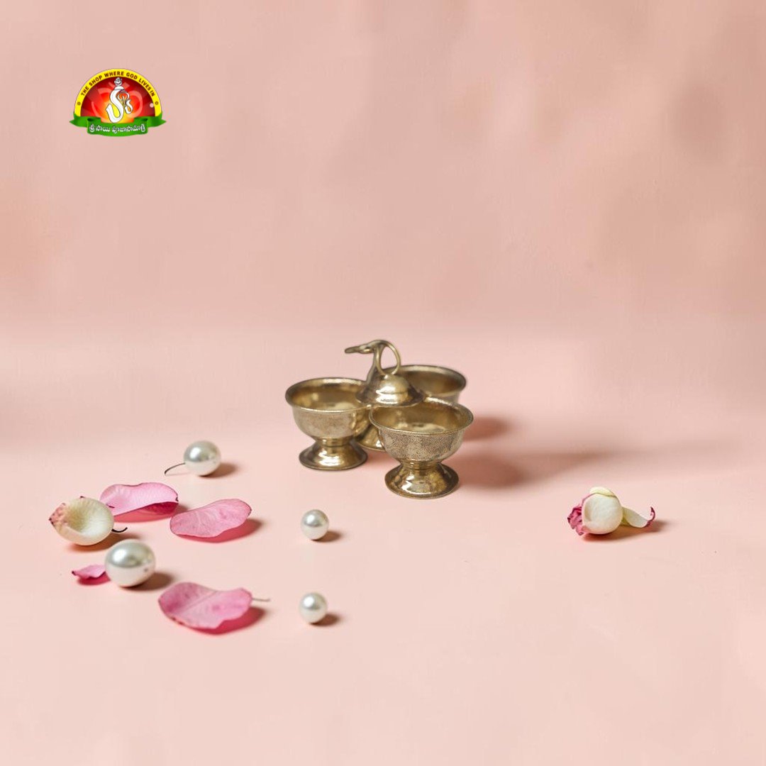 German Silver 3 Bowl Haldi Kumkum Set – Traditional Pooja Kumkum Holder