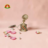 Premium German Silver Peacock Kumkum Barni | Haldi Kumkum Container for Pooja