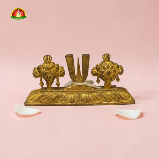 Panchaloha Shanku Chakra Namam Idol – 3.5×8×2 cm | 195gm Sacred Vaishnava Symbol