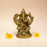 Sri Ganesh Brass Idol for Home Temple – Premium Brass Murti (7.5cm, 320g)