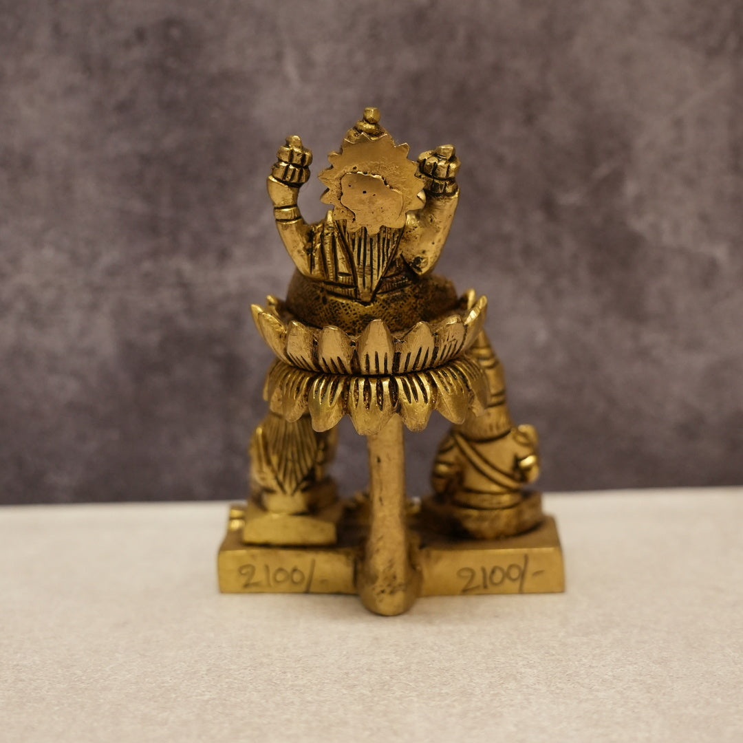 Lakshmi Ganesh Saraswati Brass Idol Set for Home Temple – Premium Brass Murti (13.5cm, 690g)