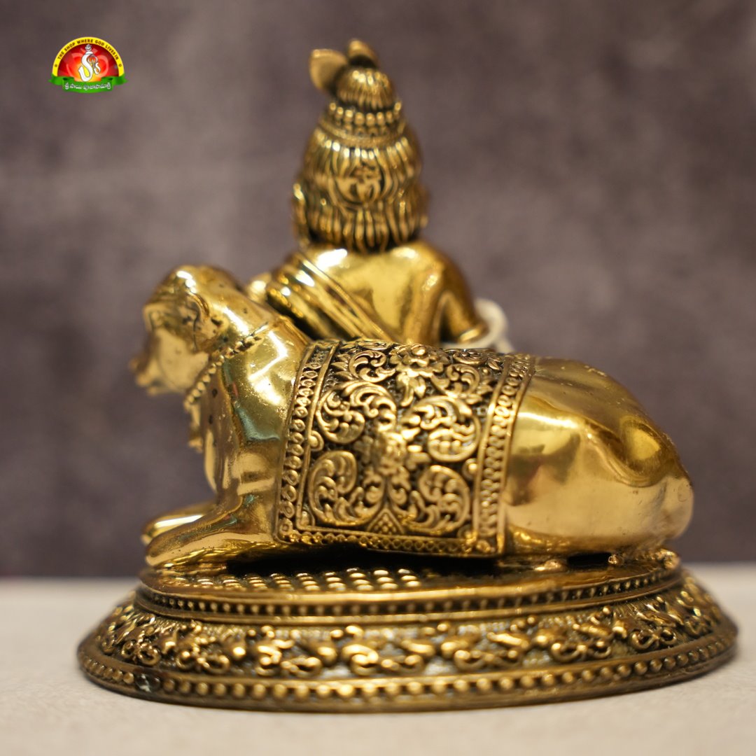Laddu Gopal with Cow Antique Brass Idol for Home Temple – Premium Krishna Murti (10cm, 330g)