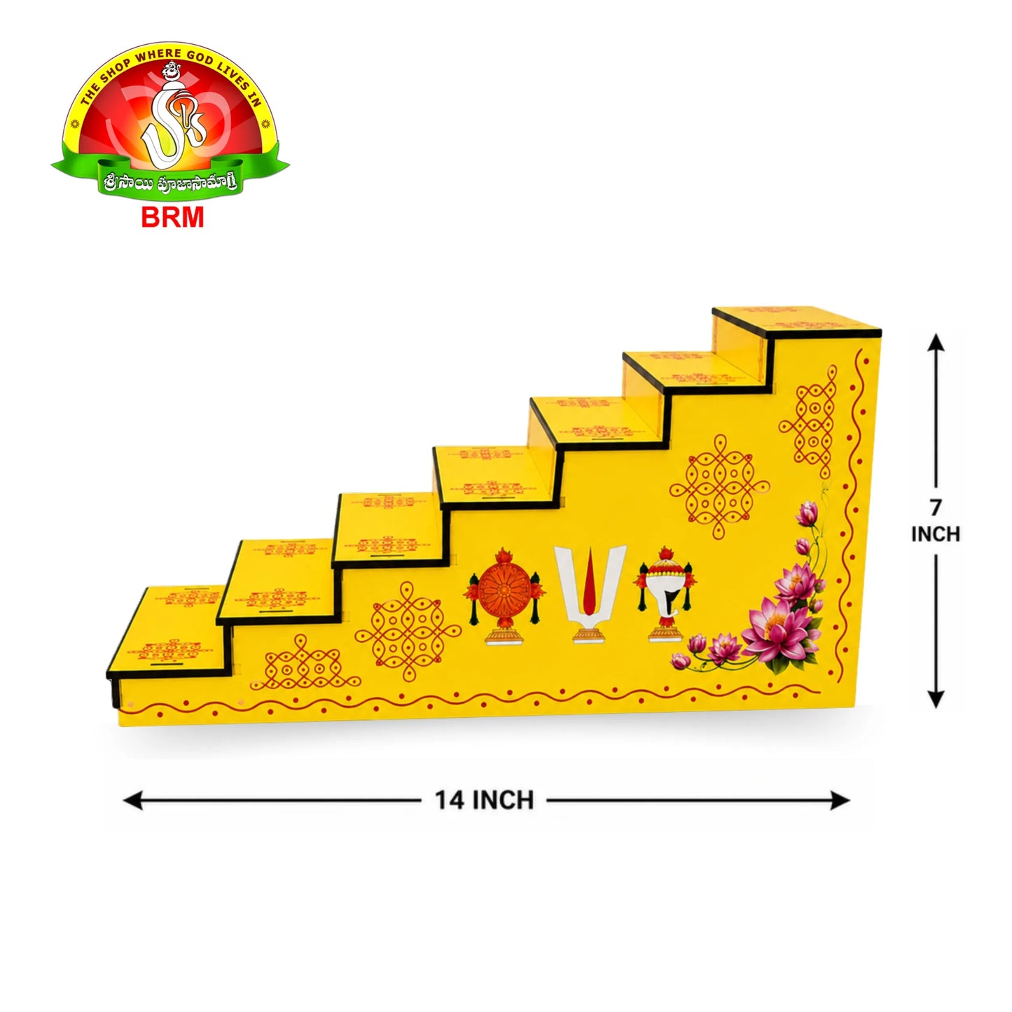 Yellow decorative staircase-shaped plaque 