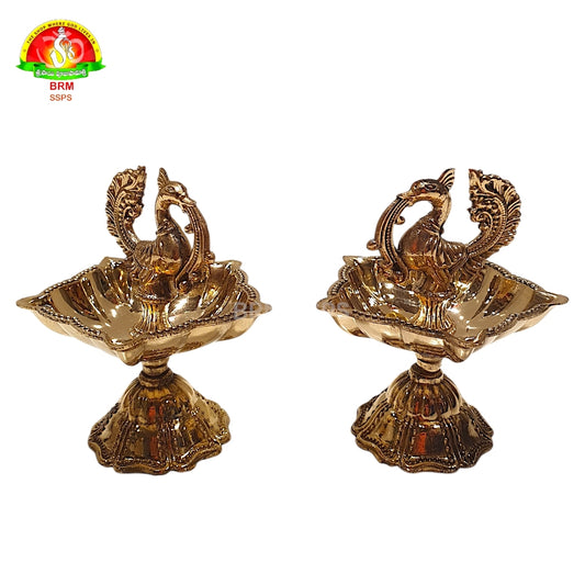 Brass Murga Deepam for Pooja & Home Temple – Traditional Brass Oil Lamp (8cm)