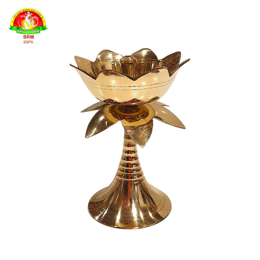 Premium Brass  Kamal Nandhi Deepam for Pooja & Home Temple – (9cm)