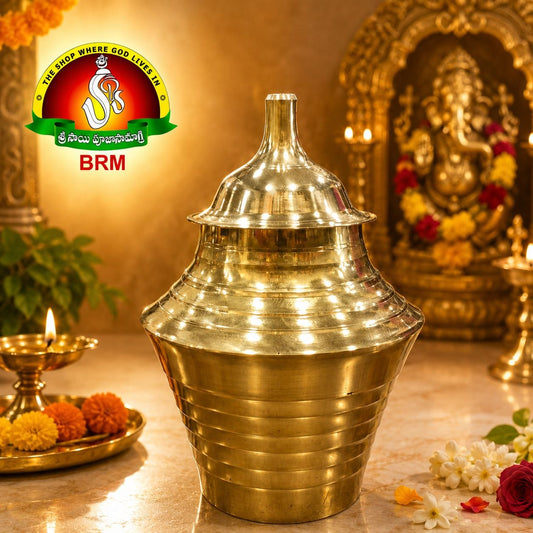 Brass Kumbh Aarti | Traditional Deepa Harathi Lamp for Temple & Home Pooja | 7 Inch